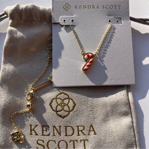 🎄New Kendra Scott Candy Cane Gold Short Pendant Necklace Holiday Necklace🎁